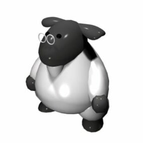 3д модель коровы с черно-белым мехом