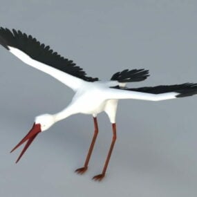 Model 3D ptaka żurawia zwierzęcego