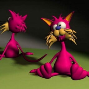 نموذج شخصية كرتونية لشخصية القطة المجنونة ثلاثية الأبعاد