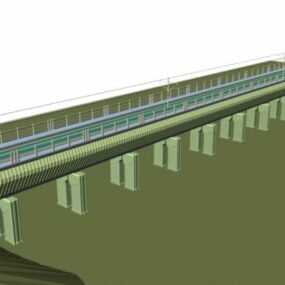 Modelo 3D da ponte ferroviária elevada através do rio