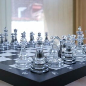 Juego de ajedrez de cristal modelo 3d