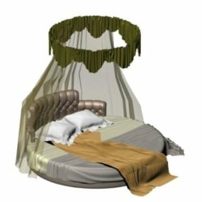 Curtained Round Bed 3d model