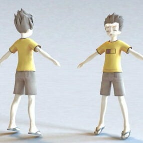 Model 3D uroczej postaci chłopca z anime