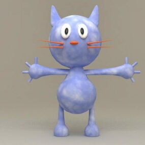 Niedliches Cartoon-Anime-Katze-3D-Modell