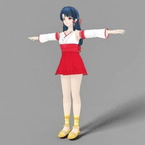Söt Anime Girl 3d-modell