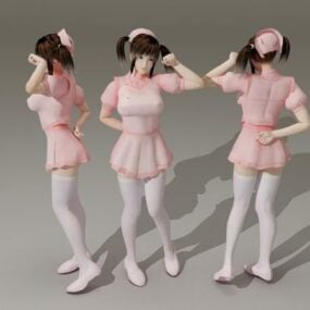 Süßes Anime-Krankenschwester-3D-Modell