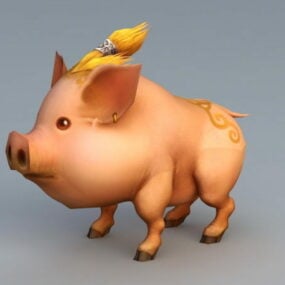 Cute Anime Pig Character 3d model