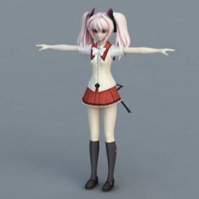 Cute Anime School Girl 3d model
