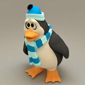 3д модель мультяшного зимнего пингвина