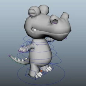 Söpö sarjakuva Crocodile Rig 3D-malli