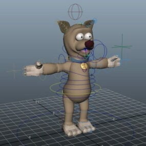 Söt tecknad hund Rigged 3D-modell