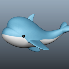 Söpö sarjakuva delfiinihahmo 3d-malli