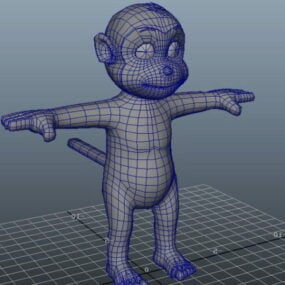 Hahmo söpö sarjakuva apina 3d-malli
