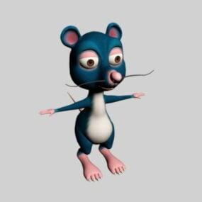 Modello 3d di simpatico cartone animato Mouse Rig
