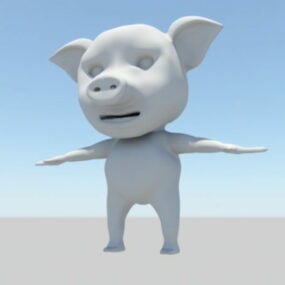 Söt tecknad gris 3d-modell