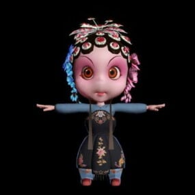 דגם תלת מימד של דמות אופרה סינית חמודה