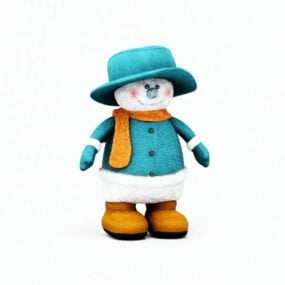 Lindo juguete navideño de muñeco de nieve modelo 3d