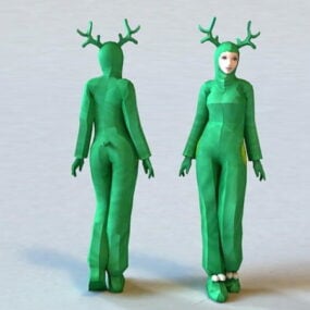 Modello 3d del personaggio cosplay della renna della ragazza