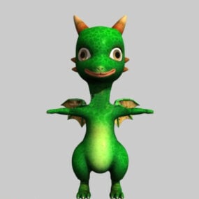 Cute Green Dragon Cartoon 3d model