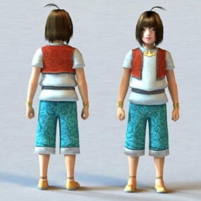 Modelo 3D de personagem de menino de anime fofo