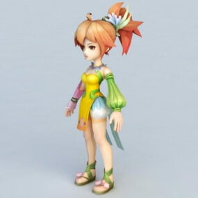 Schattig klein Anime-meisje 3D-model