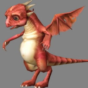 Mignon dragon rouge modèle 3D
