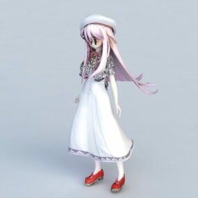 Schattig verlegen anime meisje 3D-model