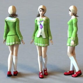 Cute Skirt Girl Character 3d model