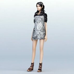 Jolie fille asiatique adolescente modèle 3D