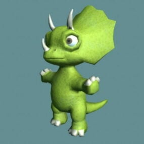 Lindo modelo 3d de plataforma de dibujos animados de triceratops