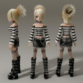 Jolie fille blonde Anime modèle 3D