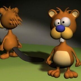 Character Cute Cartoon Beaver 3d-model
