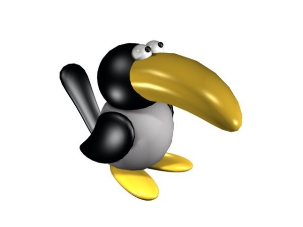 Cute Cartoon Crow Toy Free 3d Model - .Max, .Vray - Open3dModel