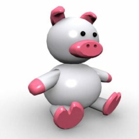 प्यारा कार्टून सुअर चरित्र 3डी मॉडल