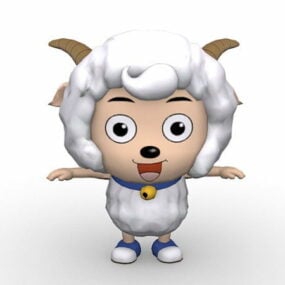 かわいい漫画の羊のキャラクター3Dモデル