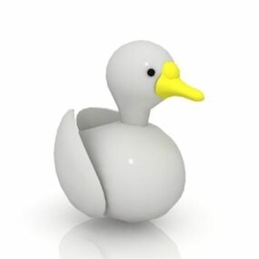 Roztomilé kreslené 3D model postavy bílé kachny