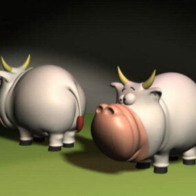 Niedliches Rinder-Cartoon-Charakter-3D-Modell