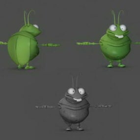 Cute Green Bug Character 3d model