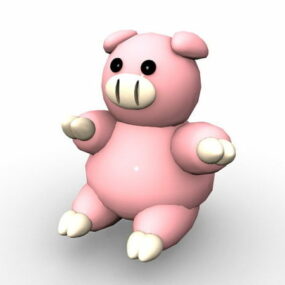 Modelo 3d de personagem de desenho animado de porco fofo