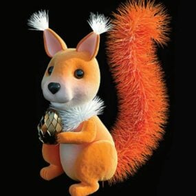 Jouets en peluche mignons écureuil Belka modèle 3D