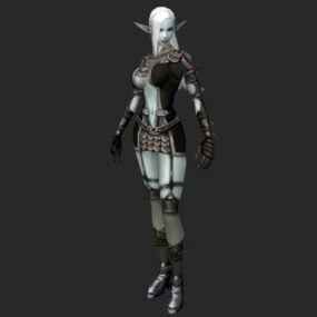 Modelo 3d de personagem feminina Elfa Negra