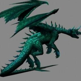 गहरा हरा ड्रैगन 3डी मॉडल