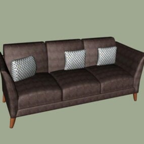 Dark Brown Fabric Sofa 3d model