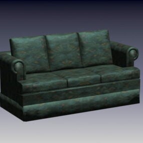 Dark Green Fabric Sofa 3d model