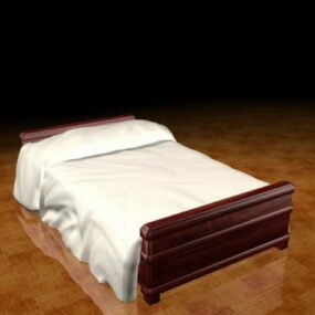 Dark Wood Bed 3d model