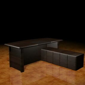 Dark Wood Executive Desk 3d model