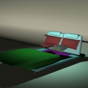 مدل سه بعدی تخت خواب با سر تخت