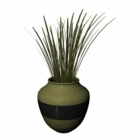 3д модель декоративного растения и вазы