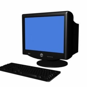 Mô hình 3d màn hình và bàn phím Dell Crt