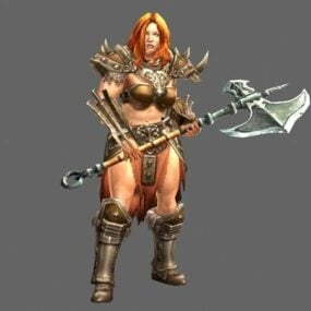 3D модель персонажа Diablo III, женщина-варвар